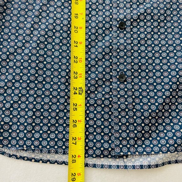 Van Heusen Men's Navy Floral Print Button-Up Shirt Size M 15-15.5 Long Sleeve - Picture 10 of 10